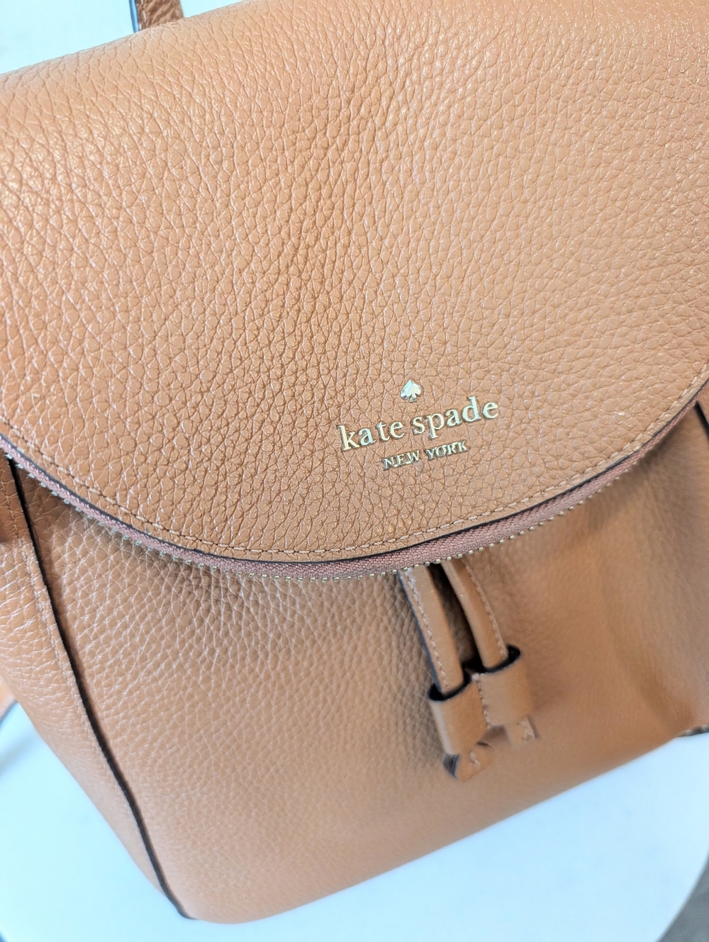 kate spade Pebbled Leather Drawstring Backpack in Tan - Picture 2 of 16